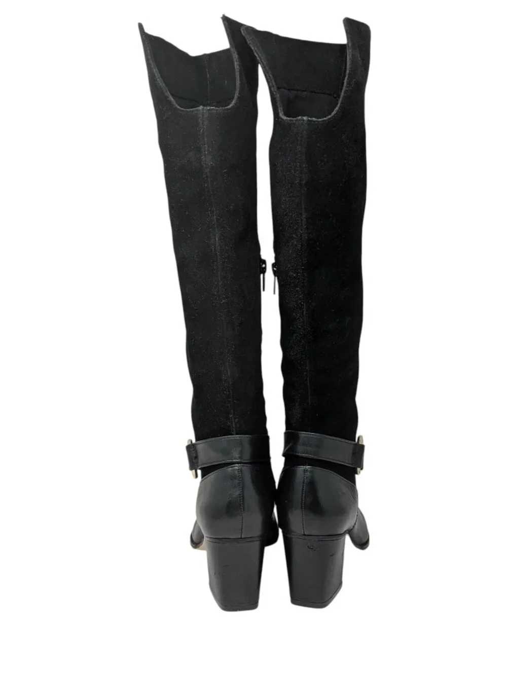 Sole Society Daleena Black Leather Suede Knee High Boots Women's 6.5